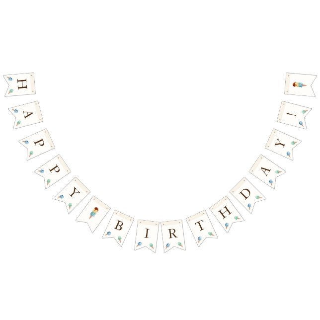 Eiscreme Thema Geburtstagsparty Jagd Flags Wimpelkette (Alle)