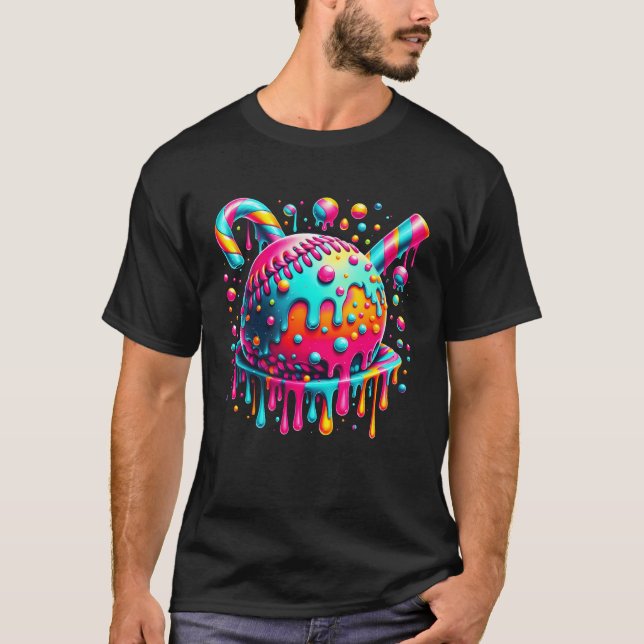 Eiscreme-Tropfen Baseball Stuff Baseball Ball Drip T-Shirt (Vorderseite)