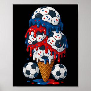 Eiscreme Tropfen Fußball am 4. Juli Jungen Kinder Poster