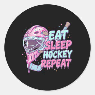 Eiscreme-Tropfen-Hockey-Torwart-Maske-Essen-Schlaf Runder Aufkleber