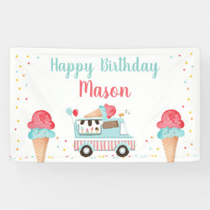 Eiscreme Truck Red Blue Boy Geburtstag Hintergrund Banner