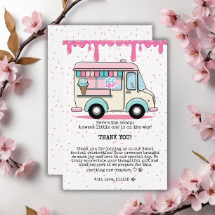 Eiscreme Truck Scoop Sprinkles Babydusche Dankeskarte
