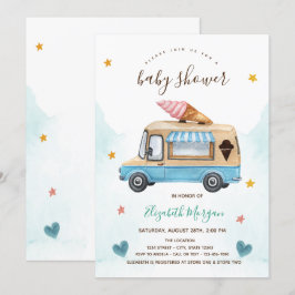 Eiscreme Truck Stars Herz Babydusche Einladung