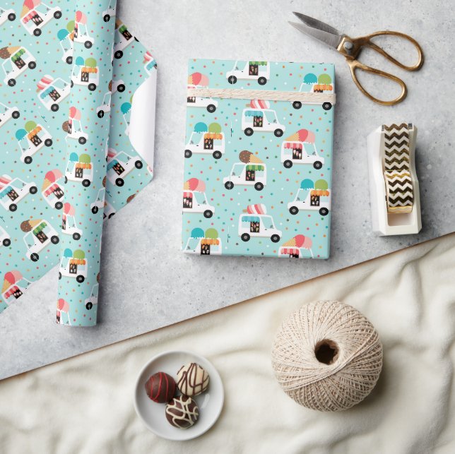 Eiscreme Trucks Hübsche Girls Sprinkles Geschenkpapier (Basteln)