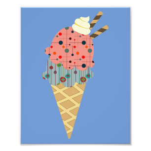 Eiscreme-Tüte im Stil der Mitte des Jahrhunderts Fotodruck