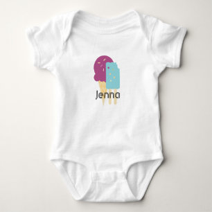 Eiscreme-Tüten-Geburtstags-Sommerparty-Name Baby Strampler