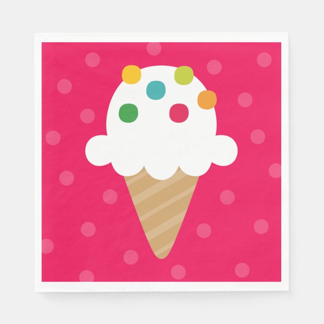 Eiscreme-Tüten-Geburtstagsfeier Serviette (Vorderseite)