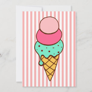 Eiscreme-Tüten-Party-Einladungen Einladung