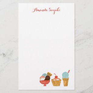 Eiscreme-u. Eiscremebecher-Girly Illustration Briefpapier