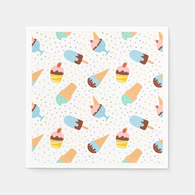 Eiscreme und Confetti Serviette (Vorderseite)
