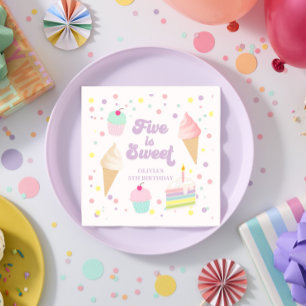 Eiscreme und Kuchen Five ist süß zum 5. Geburtstag Serviette