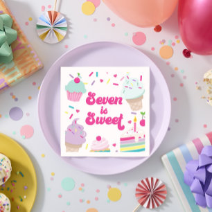 Eiscreme und Kuchen Sieben ist süß 7. Geburtstag Serviette