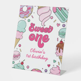 Eiscreme und Kuchen Süße Eins 1. Geburtstag Sockelschild