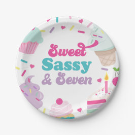 Eiscreme und Kuchen süße Sassy Sieben 7. Geburtsta Pappteller