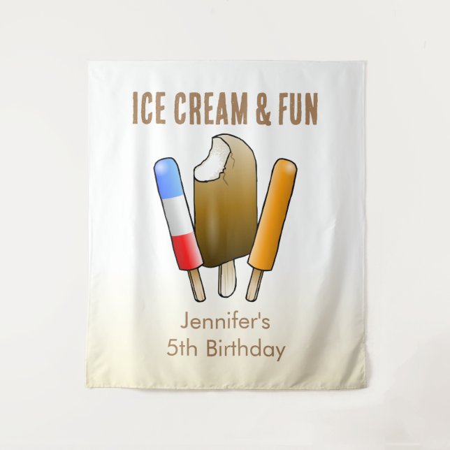 Eiscreme und Spaß zum Geburtstag Wandteppich (Vorderseite)