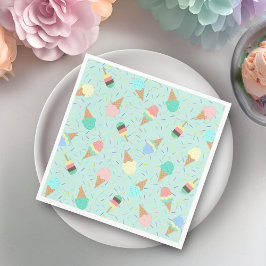Eiscreme und Sprinkles Grüne Geburtstagspartei Swe Serviette