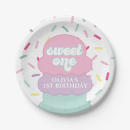 Eiscreme und Sprinkles Sweet One 1st Birthday Pap Pappteller