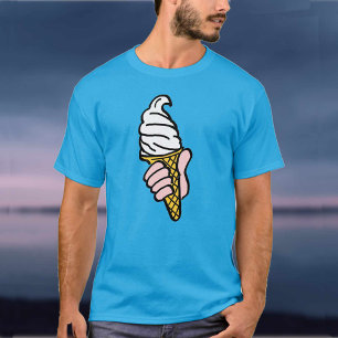 Eiscreme-Verkäufer mit Eiscreme oder Cornet T-Shirt