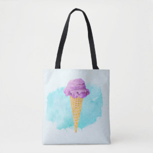Eiscreme-Waffel mit einem blauen Farbspritzer Tasche