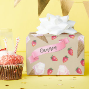 Eiscreme-Waffel mit individueller Handillustration Geschenkpapier