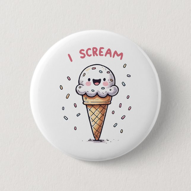Eiscreme-Waffel mit Streuseln Button (Vorderseite)