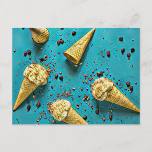 Eiscreme-Waffelhörnchen Postkarte