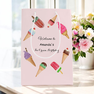Eiscreme-Waffeln Popsicles Party Rosa  Mittlere Geschenktüte