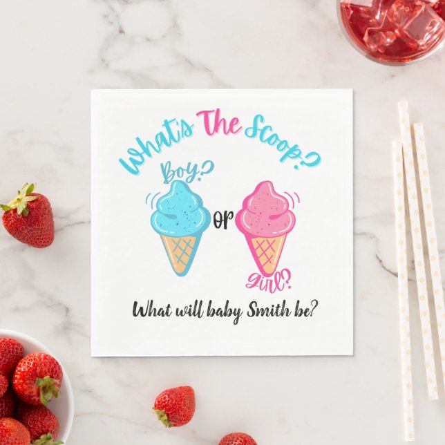Eiscreme Was ist die Scoop Gender-Offenbarung? Serviette (Beispiel)