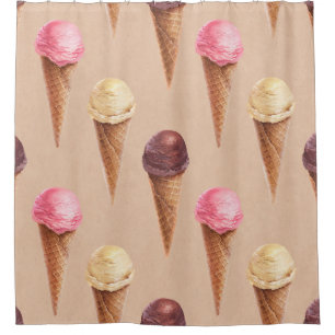 Eiscreme Wasserfarbe Nahtlose Illustration Duschvorhang