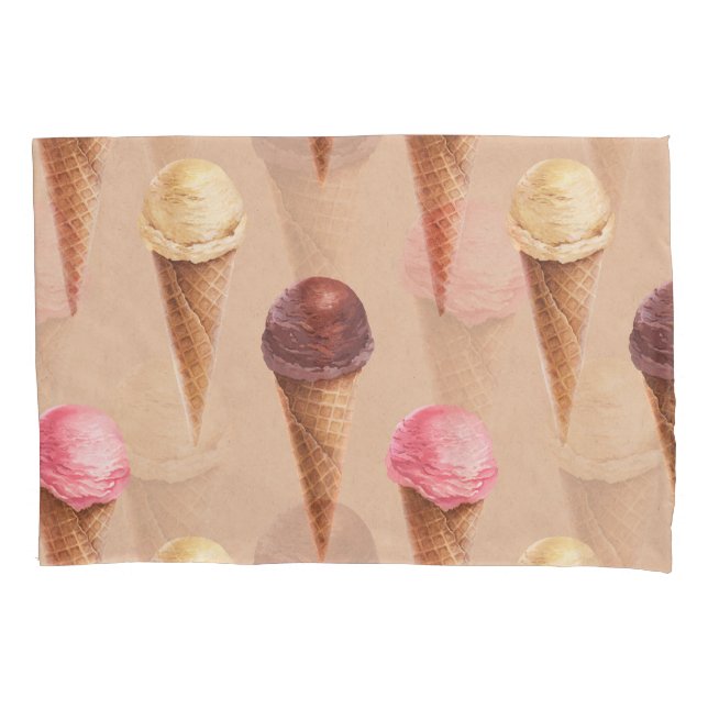 Eiscreme Wasserfarbe Nahtlose Illustration Kissenbezug (Vorderseite)