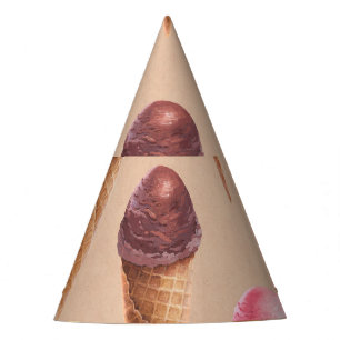 Eiscreme Wasserfarbe Nahtlose Illustration Partyhütchen