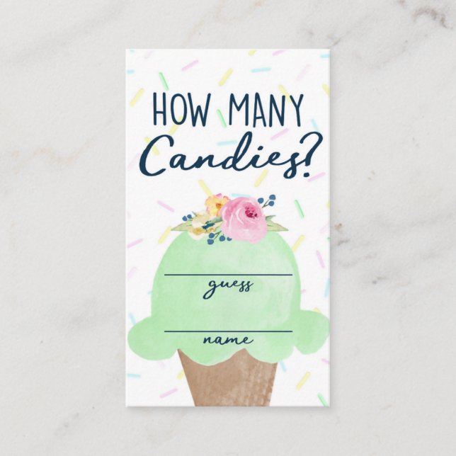 Eiscreme Wie viele Candies Game Guess Cards Begleitkarte (Vorderseite)