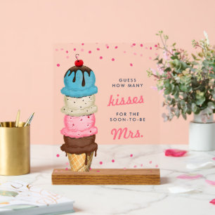 Eiscreme Wie viele Kisses Brautparty Game Acrylschild