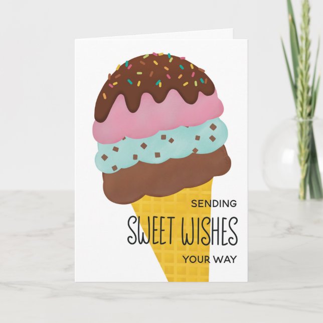 Eiscreme zum Geburtstag Süße Sommerwünsche Karte (Vorderseite)