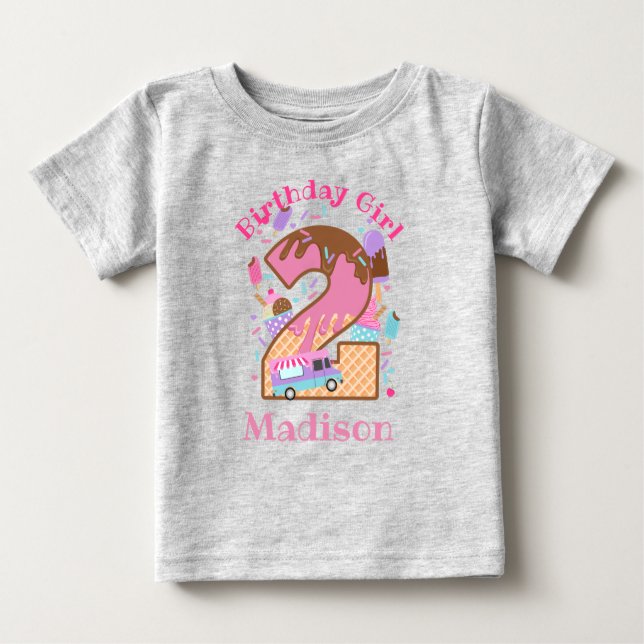Eiscreme Zweite Geburtstagsklamotten Baby T-shirt (Vorderseite)