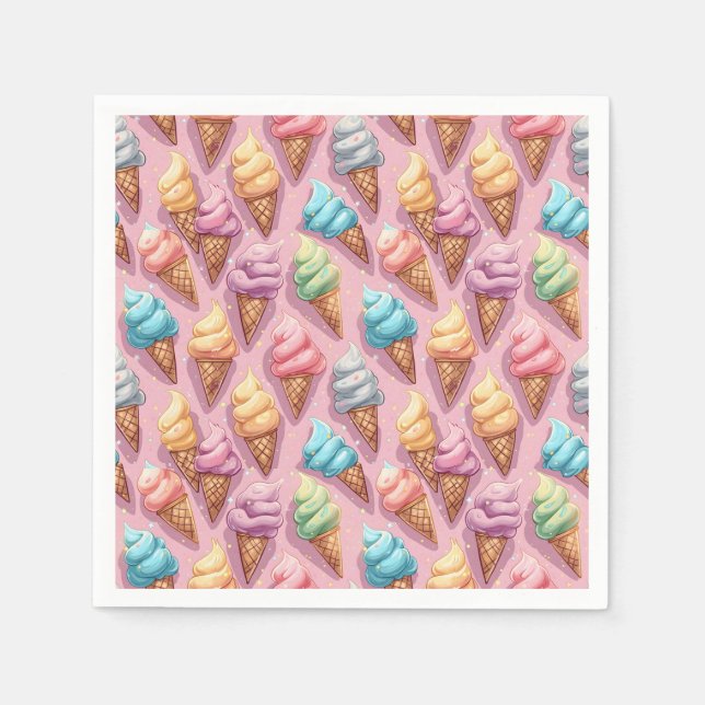 Eiscremekons auf rosa serviette (Vorderseite)