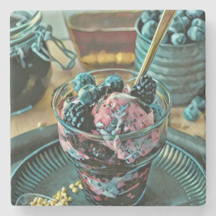 Eiscremekuchen mit Beeren Steinuntersetzer