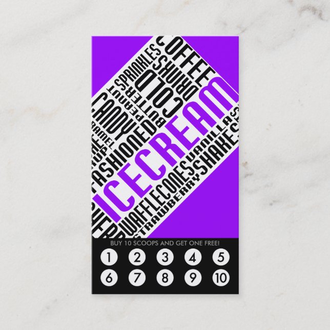 Eiscremeloyalität (wordWEBs) Treuekarte (Vorderseite)