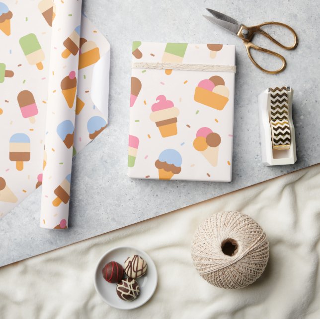 Eiscrememuster, Eiscreme-Kone, Eisvogel Geschenkpapier (Kunsthandwerk)