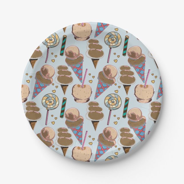 Eiscrememuster | Lollenmuster | Lollipop 25 Pappteller (Vorderseite)