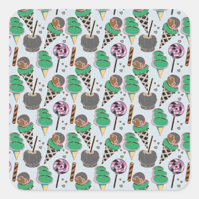 Eiscrememuster | Lollenmuster | Lollipop 30 Quadratischer Aufkleber (Vorderseite)