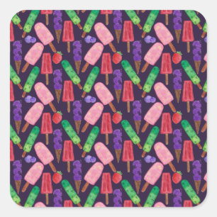 Eiscrememuster Lollenmuster Lollipop 6 Quadratischer Aufkleber
