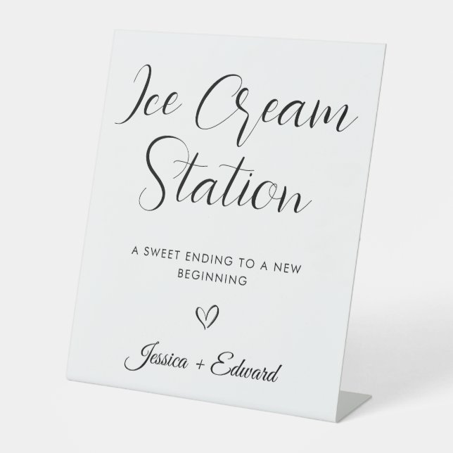 Eiscremestation Abschluss Minimal Schwarz-weiß Sockelschild (Vorderseite)