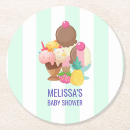 Eiscremesuppen mit Sprinkles Babydusche Runder Pappuntersetzer