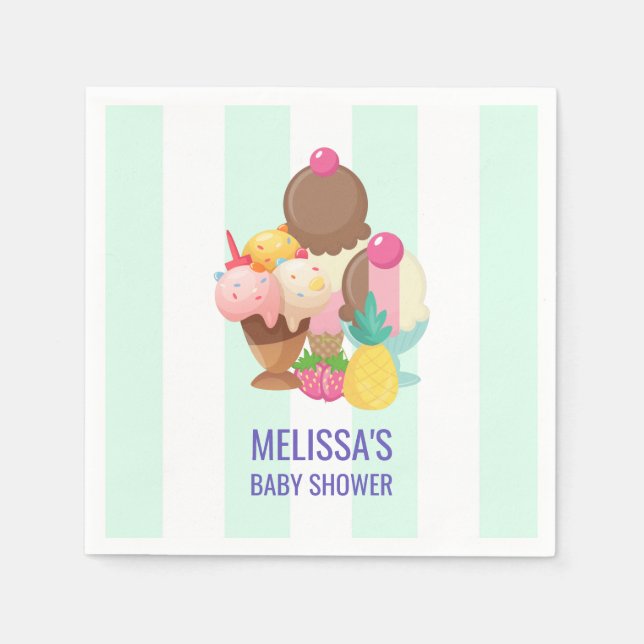 Eiscremesuppen mit Sprinkles Babydusche Serviette (Vorderseite)