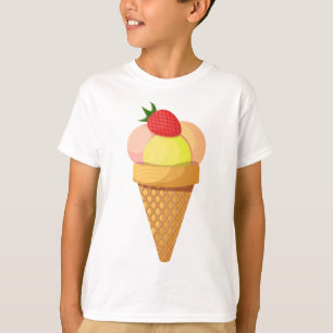 Eiscremesuppen und Erdbeeren in Waffelkonus T-Shirt