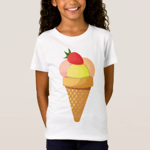Eiscremesuppen und Erdbeeren in Waffelkonus T-Shirt