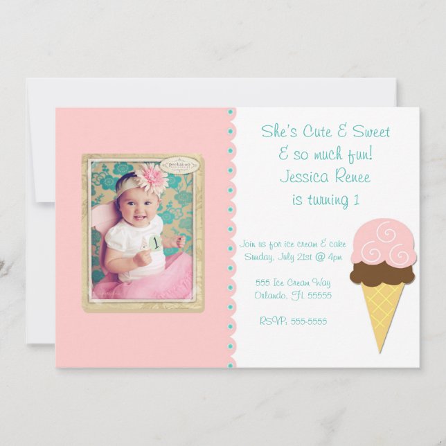 Eisdiele laden ein einladung (Vorderseite)