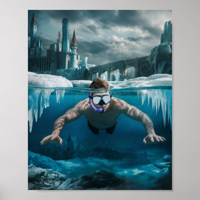 Eisdiver wartet auf den Frühling Poster (Vorne)