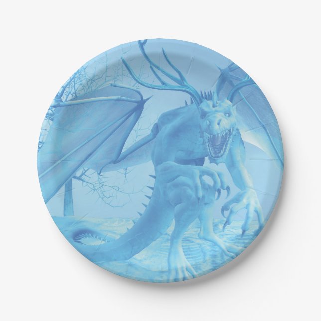 Eisdrache mit Geweih Pappteller (Vorderseite)